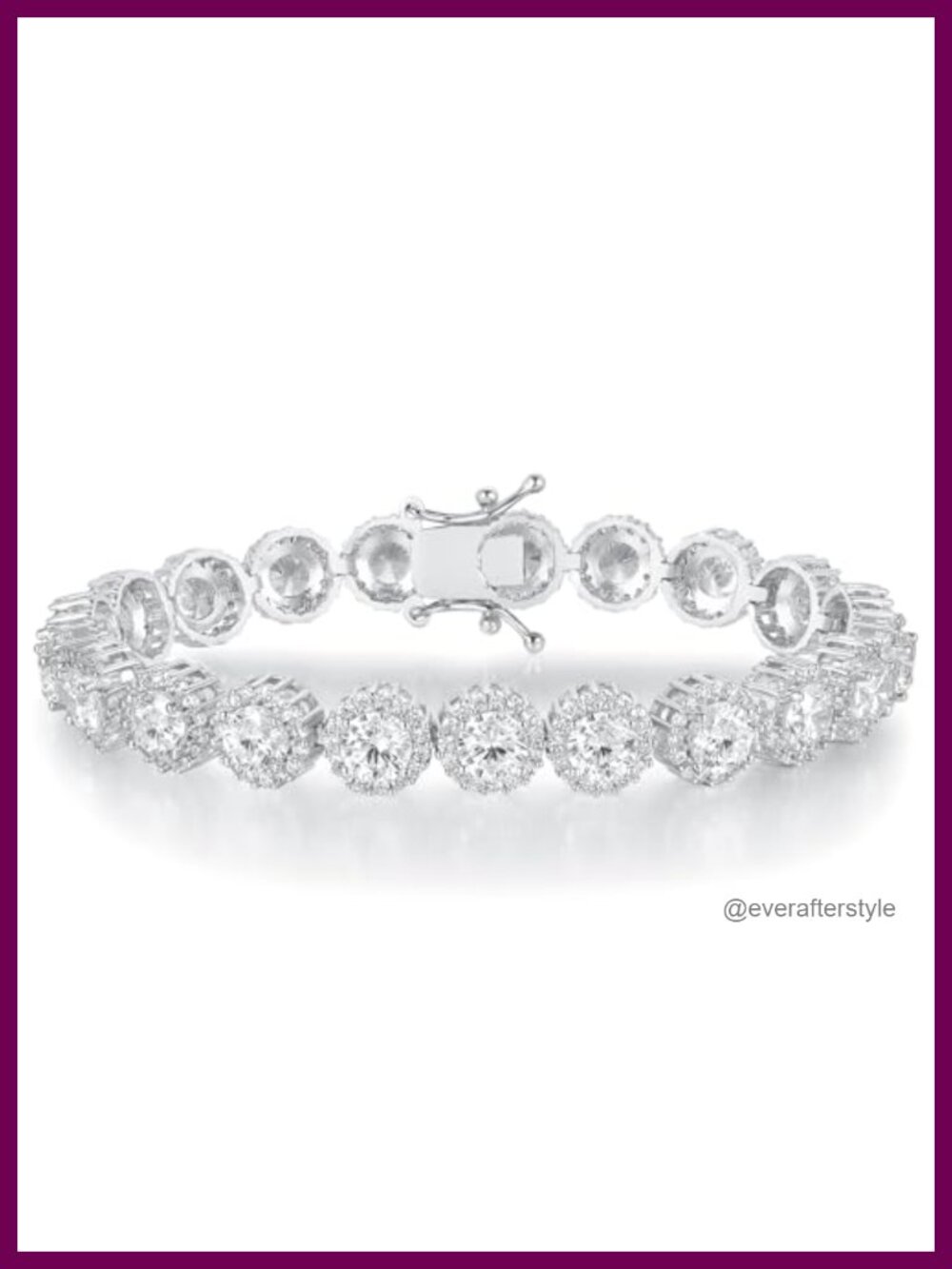 18K White Gold Plated Tennis Bracelet 5mm Cubic Zirconia 7 inch